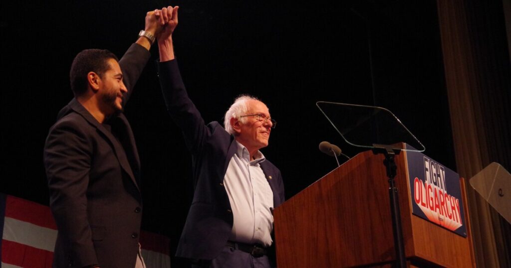 Kalamazoo rallies for bernie sanders' oligarchy fight