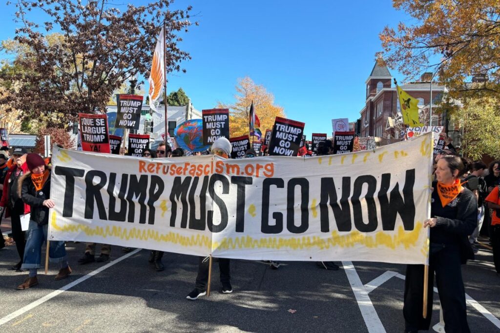 Nationwide protesters unite in capital against trump, pledge to stay