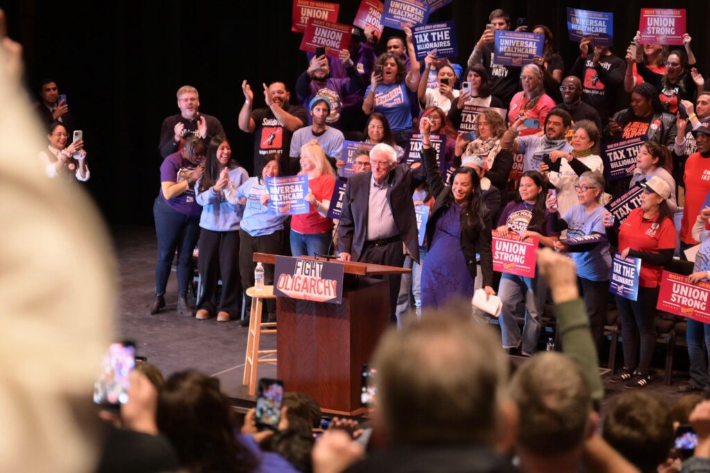 Sanders and mejia unite for oligarchy protest in nj 11